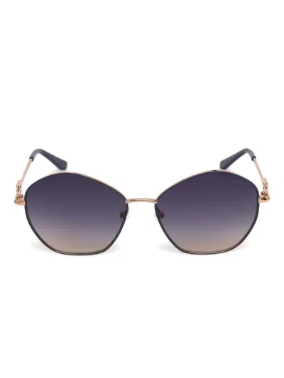 Guess Eyewear Logo-lettering Geometric-frame Sunglasses In Gold