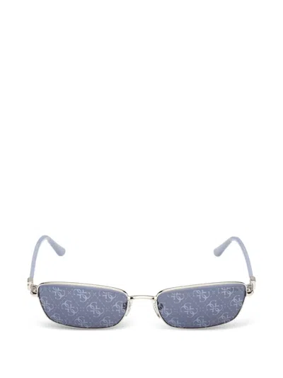 Guess Eyewear Logo经典logo长方形框太阳眼镜 In Silver