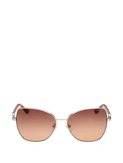 Guess Eyewear Logo-plaque Cat-eye Sunglasses In Silver
