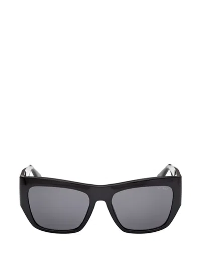 Guess Eyewear Logo-plaque Rectangle-frame Sunglasses In Black