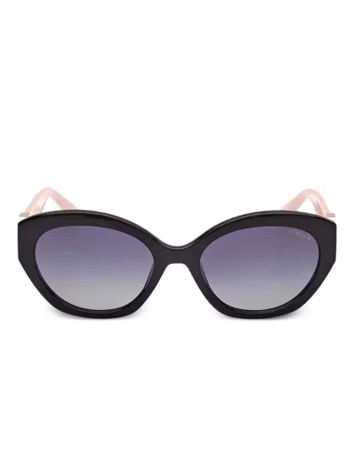 Guess Eyewear Oval-frame Logo Sunglasses In Black