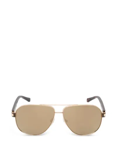 Guess Eyewear Pilot-frame Logo-plaque Sunglasses In Brown