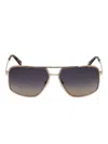 SQUARE-LENSES DOUBLE-BRIDGE SUNGLASSES