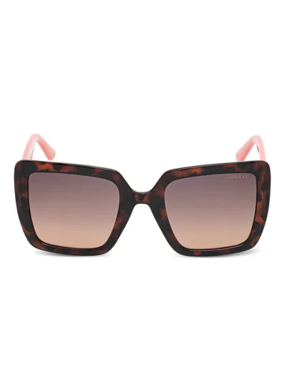 Guess Eyewear Tortoiseshell Geometric Sunglasses In Brown