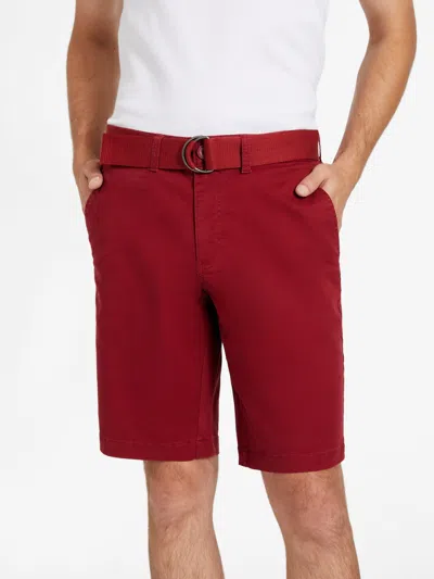 Guess Factory Abel Stretch Flat-front Shorts In Red
