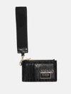 Guess Factory Abree Faux-leather Card Case Wristlet In Black