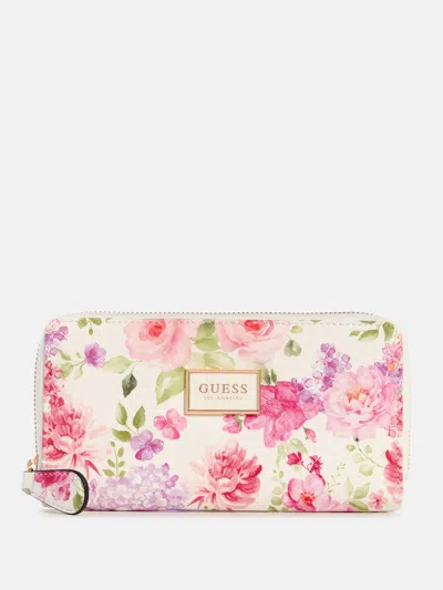 Guess Factory Abree Floral Medium Wallet In Purple