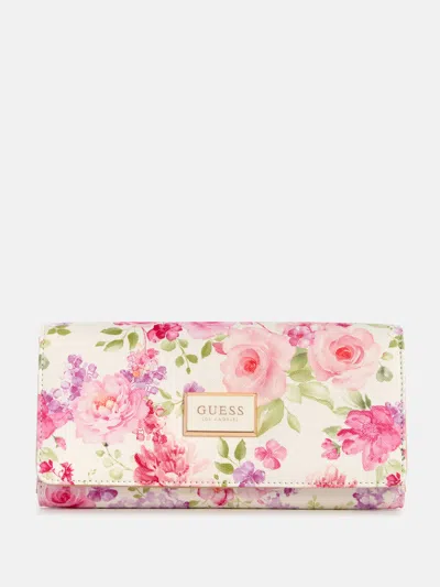Guess Factory Abree Floral Multi Organizer Wallet In Purple