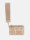 Guess Factory Abree G Logo Card Case Wristlet In Brown