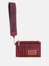 Guess Factory Abree G Logo Card Case Wristlet In Burgundy