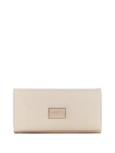 Guess Factory Abree Glitter Clutch Wallet In Beige