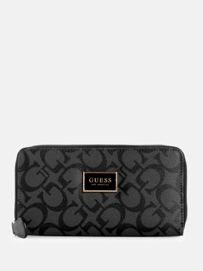 Guess Factory Abree Logo Medium Zip Wallet In Black