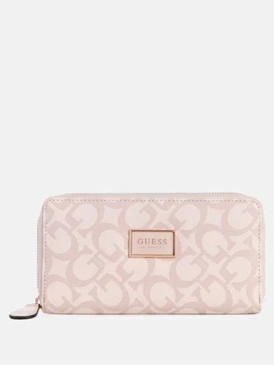 Guess Factory Abree Logo Medium Zip Wallet In Gold