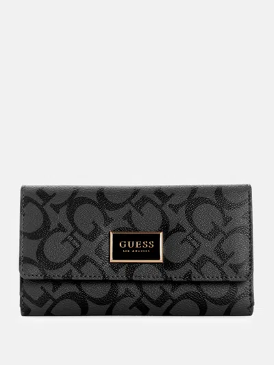 Guess Factory Abree Logo Slim Clutch Wallet In Black