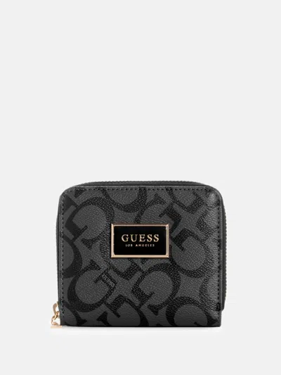 Guess Factory Abree Logo Small Zip Wallet In Black