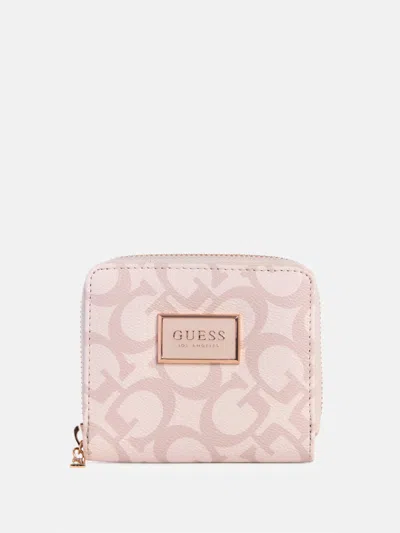 Guess Factory Abree Logo Small Zip Wallet In Gold