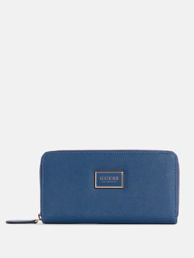 Guess Factory Abree Medium Zip-around Wallet In Blue