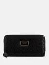 Guess Factory Abree Shiny Logo Medium Zip Wallet In Black