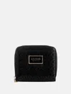 Guess Factory Abree Shiny Logo Small Zip Wallet In Black