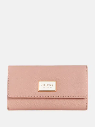 Guess Factory Abree Slim Clutch Wallet In Blue