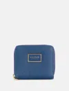 Guess Factory Abree Small Zip-around Wallet In Blue