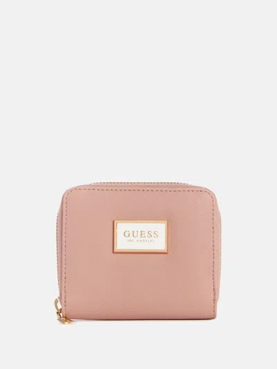 Guess Factory Abree Small Zip-around Wallet In Pink