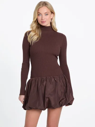 Guess Factory Adele Bubble Sweater Dress In Brown