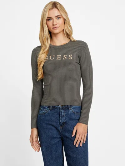 Guess Factory Aggie Logo Crewneck Sweater In Blue