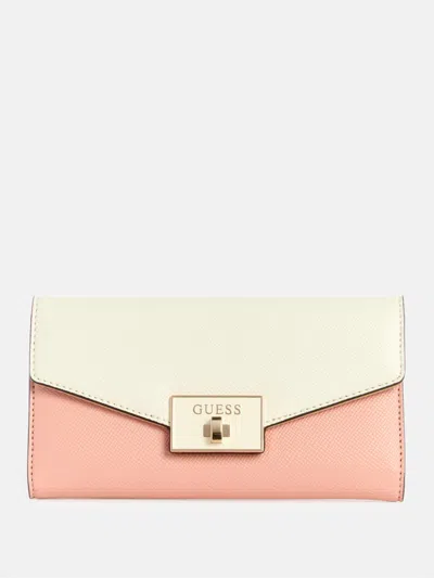 Guess Factory Aine Slim Clutch Wallet In Pink