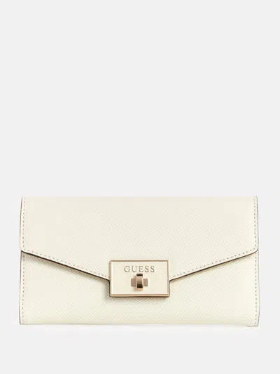 Guess Factory Aine Slim Clutch Wallet In White