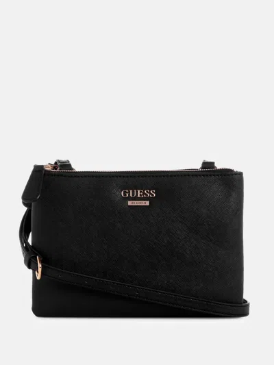 Guess Factory Akir Triple Compartment Crossbody In Black