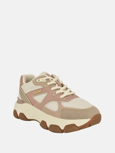 Guess Factory Alisses Faux-suede Jogger Sneakers In Pink
