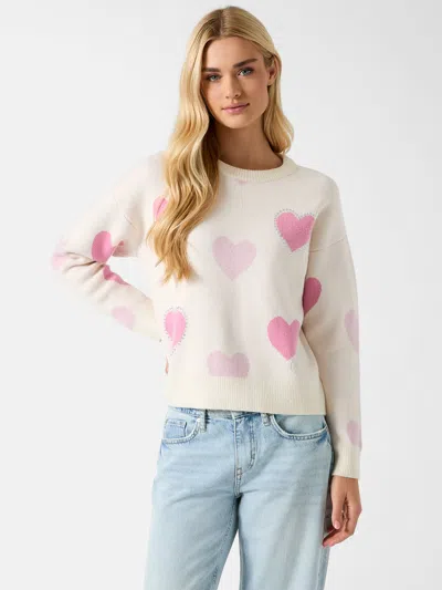 Guess Factory Alizeth Heart Sweater In White