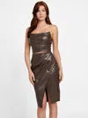 Guess Factory Allen Faux-leather Tube Top In Brown