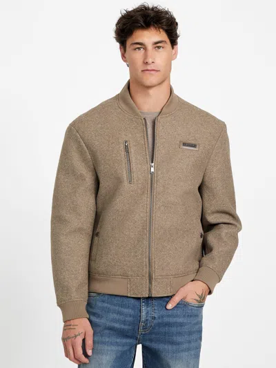 Guess Factory Alonzo Full-zip Biker Jacket In Brown