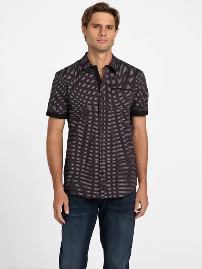 Guess Factory Alonzo Printed Poplin Shirt In Black