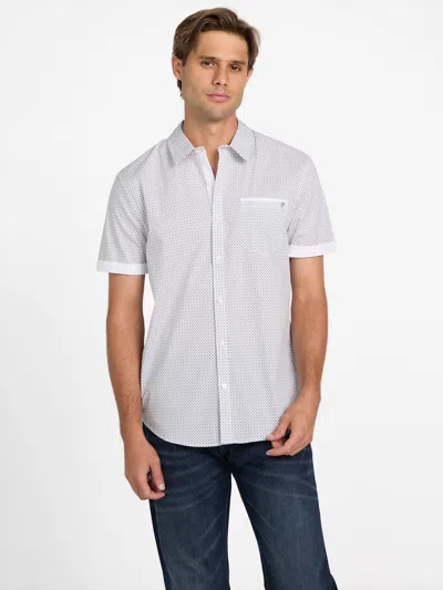 Guess Factory Alonzo Printed Poplin Shirt In White