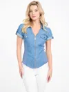 Guess Factory Amaya Chambray Top In Multi