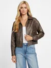 Guess Factory Amelia Vintage Faux-leather Jacket In Brown
