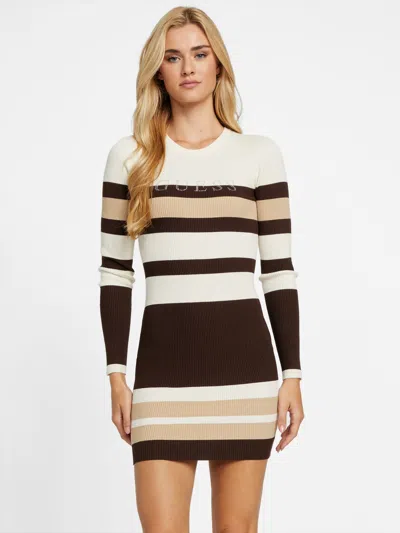 Guess Factory Amiri Striped Sweater Dress In Black