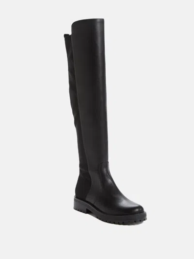 Guess Factory Analin Knit Panel Riding Boots In Black