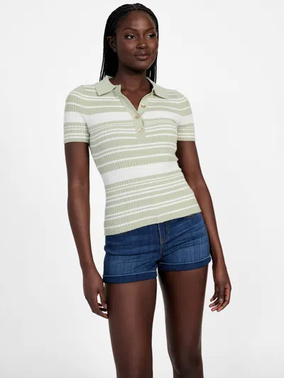Guess Factory Angel Polo Sweater Top In Multi