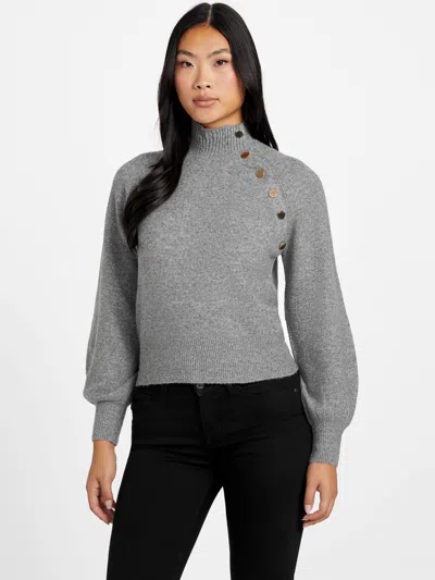 Guess Factory Angela Asymmetrical Button Sweater In Gray