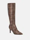 Guess Factory Anorra Croc-embossed Tall Boots In Brown
