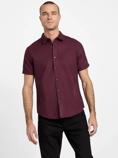 Guess Factory Anthony Woven Shirt In Burgundy