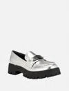 Guess Factory Apply Faux-leather Logo Loafer In Metallic