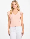 Guess Factory Ariel Ribbed Ruffle Top