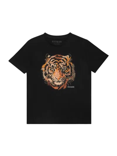 Guess Factory Kids' Arlon Crewneck Tee (7-16) In Black