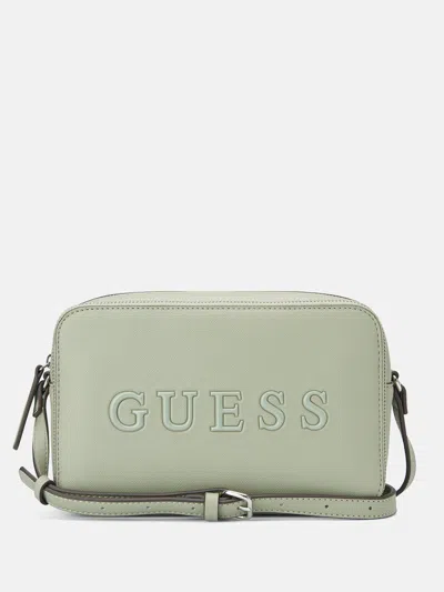 Guess Factory Artemis Mini Double Zip Crossbody In Green