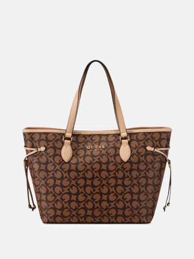 Guess Factory Ashburn Logo Tote In Brown